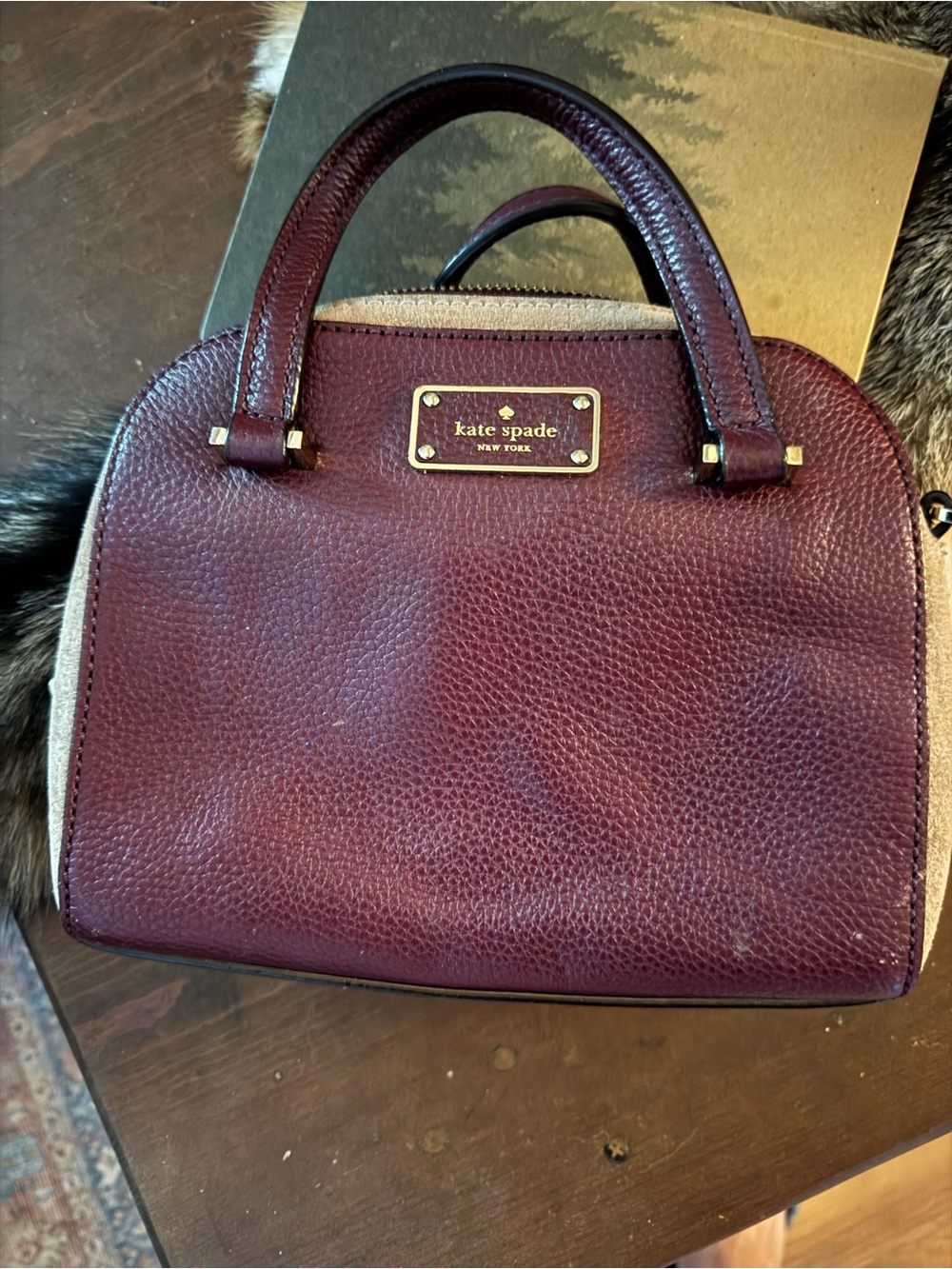 Older kate spade Wine/Burgundy Pebbled Leather Top-Handle Satchel